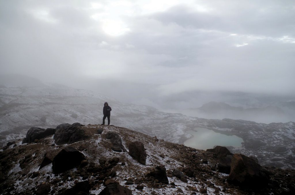 Andenlandschaft Ecuadors mit schneebedecktem Vulkan