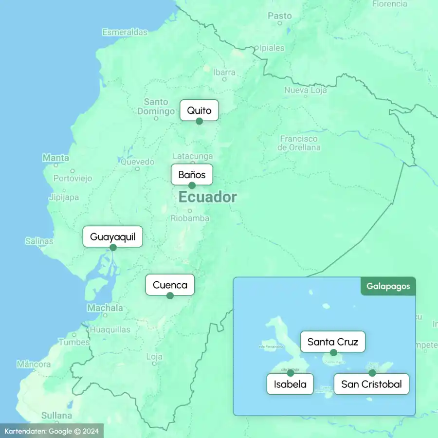 Karte Südamerikas – Ecuador lässt sich gut mit Peru oder Kolumbien verbinden